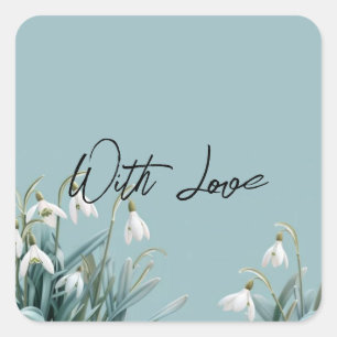 Snowdrops January Flower Gardening Spring Square Sticker