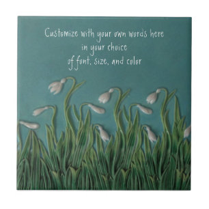 Snowdrops Majolica Faux Relief c1875 G.Jones Repro Ceramic Tile