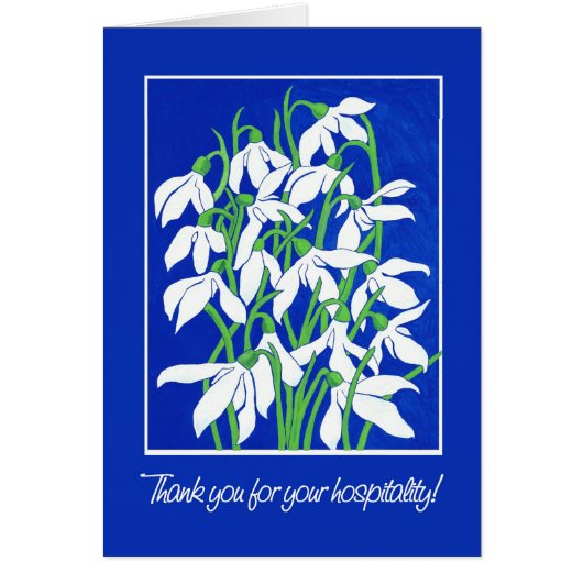 Snowdrops on Blue Thanks for Hospitality (Front)