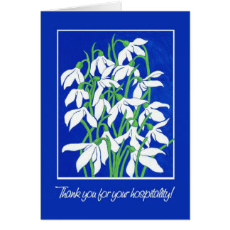 Snowdrops on Blue Thanks for Hospitality Cards