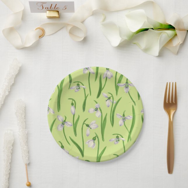 Snowdrops on honey dew paper plates (Wedding)