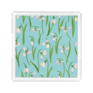 Snowdrops on pool blue acrylic tray