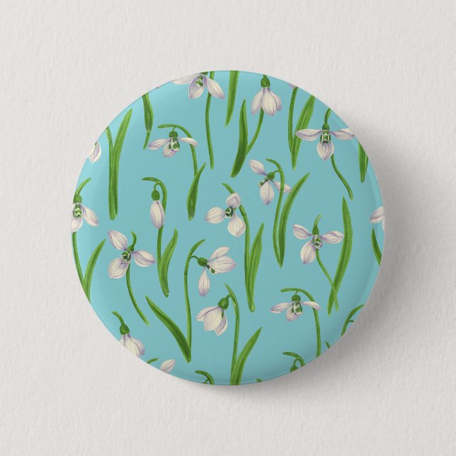 Snowdrops on pool blue button (Front)