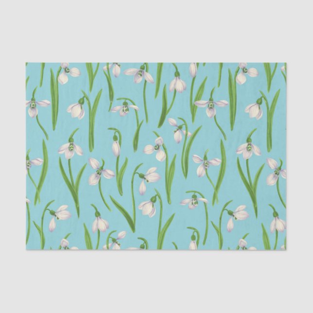 Snowdrops on pool blue tissue paper (Front)