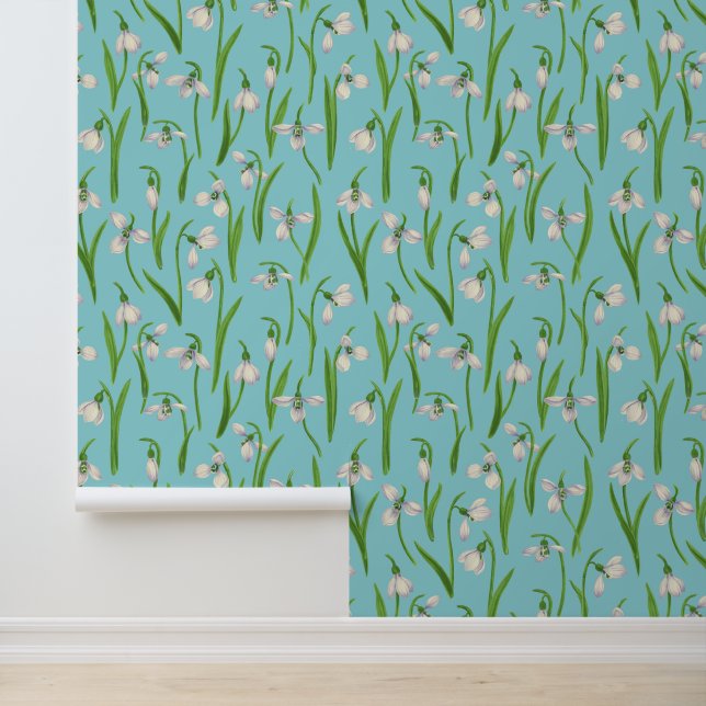 Snowdrops on pool blue wallpaper  (Application)
