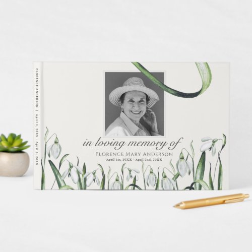 Snowdrops Photo Memorial Funeral Guest Book