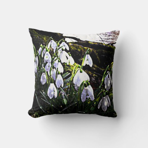 Snowdrops Photography Spring Throw Pillow