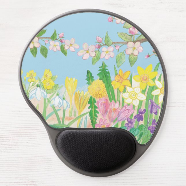Snowdrops, primroses, apple blossoms, daffodils   gel mouse pad (Front)