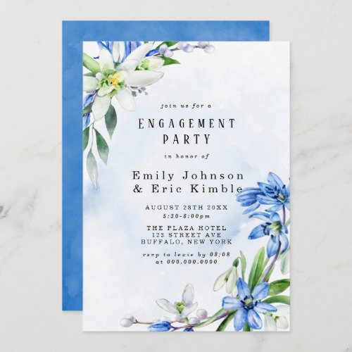 Snowdrops Scilla Spring Floral Engagement Party Invitation