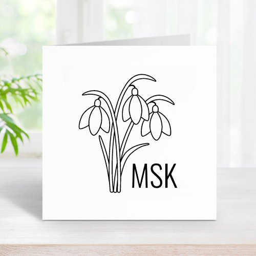 Snowdrops _ Spring Flowers Monogram Initials Rubber Stamp