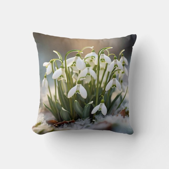 Snowdrops  throw pillow (Front)