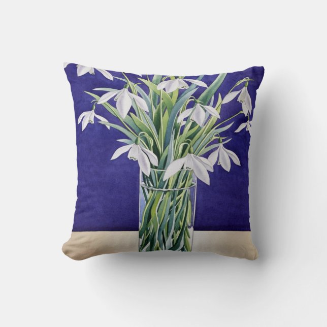Snowdrops Throw Pillow (Front)