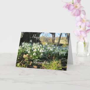 Snowdrops Under a Yew Tree - Personalized Birthday Card