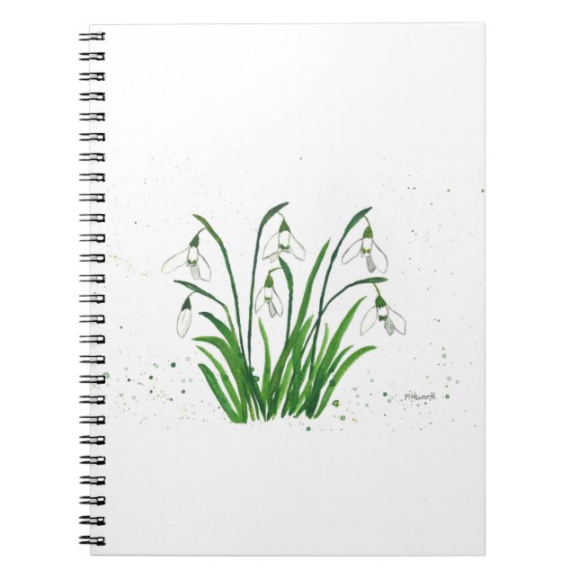 Snowdrops white flowers watercolour notebook (Front)