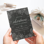 Snowed In | Christmas Party Invitation<br><div class="desc">Brrr! Frosty chic invitations for Christmas parties and holiday get-togethers feature a border of white snowflakes with your Christmas party details on a chalkboard background. Customize with your event type; shown with "cocktails and merriment."</div>