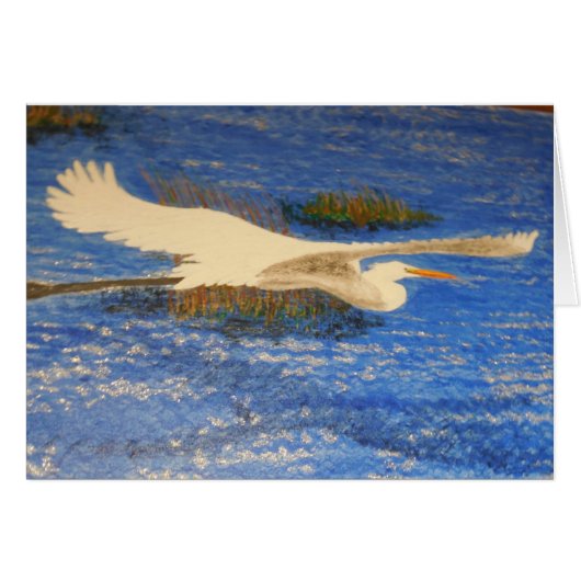 Snowey white egret water diamonds shadow (Front Horizontal)