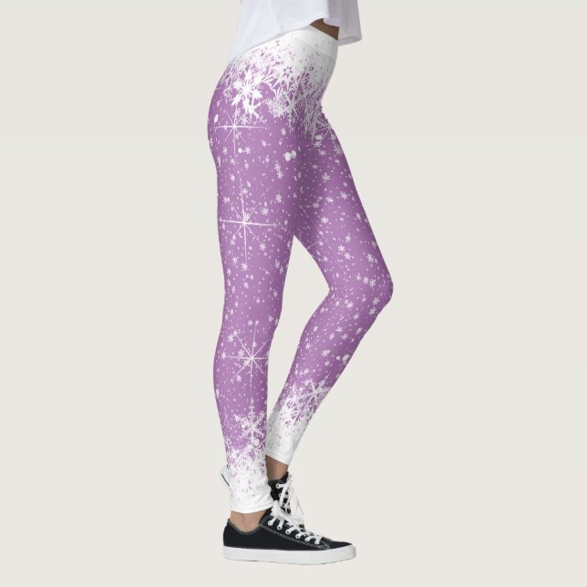 Snowfall and Snow Borders Christmas Any Colo ID728 Leggings (Right)