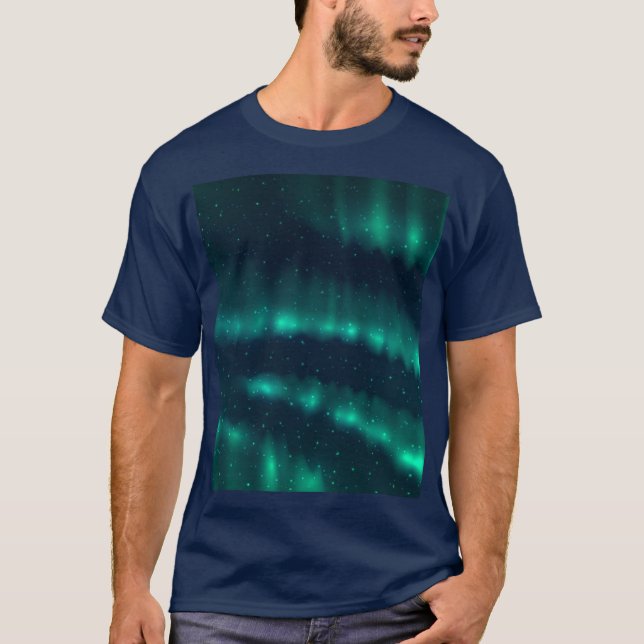Snowfall Aurora Borealis - Northern Lights Artwork T-Shirt (Front)