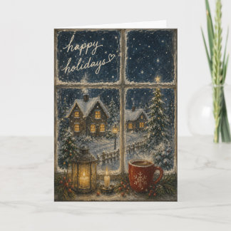 Snowfall & Christmas Lights Cozy Holiday Card