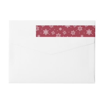 Snowfall Christmas Return Address Label In Red by BanterandCharm at Zazzle