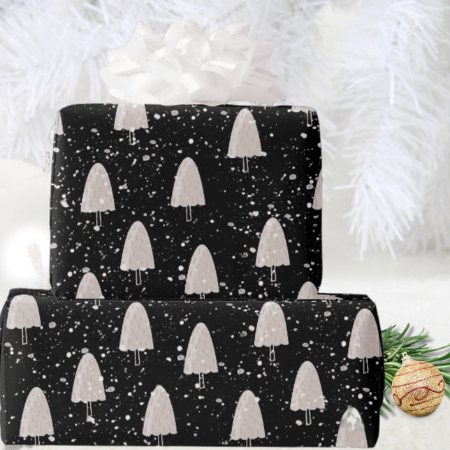 Snowfall Christmas Tree Chic Winter Wrapping Paper (Creator Uploaded)