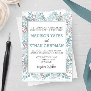Snowfall Ferns Winter Wedding Invitation