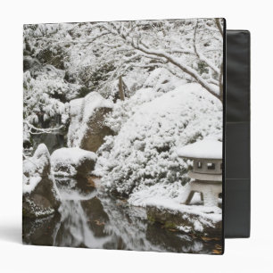 Snowfall in Portland Japanese Garden, 2 3 Ring Binder