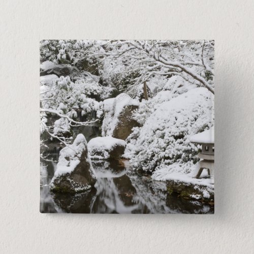 Snowfall in Portland Japanese Garden 2 Button