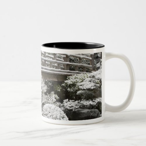 Snowfall in Portland Japanese Garden Two_Tone Coffee Mug