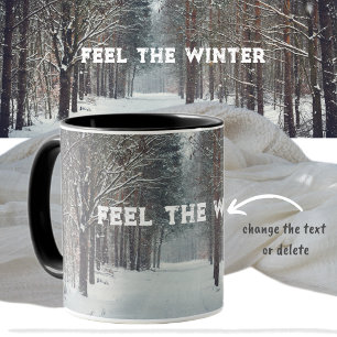 Snowfall in the winter forest  mug