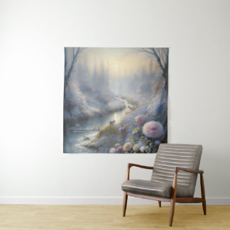 Snowfall Magical Landscape Art Tranquil Winter  Tapestry