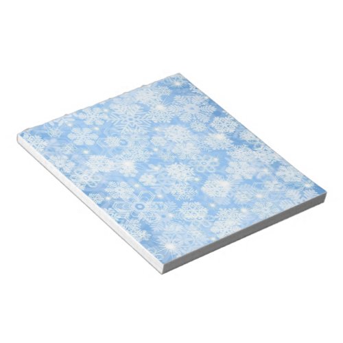 Snowfall on Blue Notepad