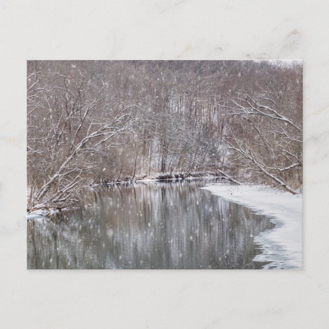 Snowfall Over Finely River Blank Postcard (Front)