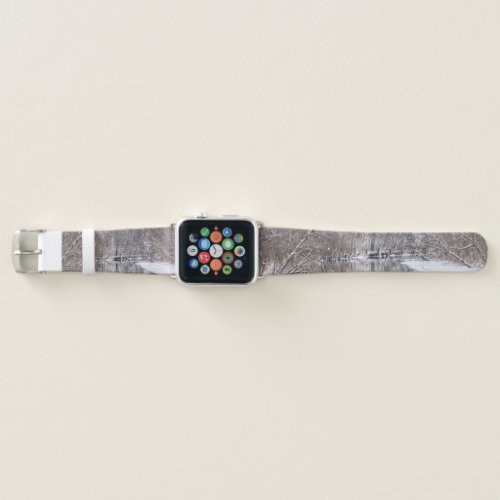 Snowfall Over Finley River Apple Watch Band