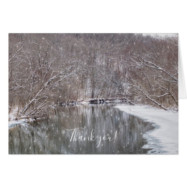 Snowfall Over Finley River Thank you Card (Front Horizontal)