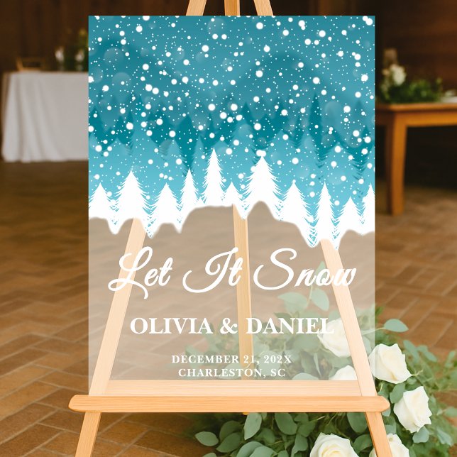 Snowfall Overlay Winter Wedding Welcome Frosted Acrylic Sign (Creator Uploaded)