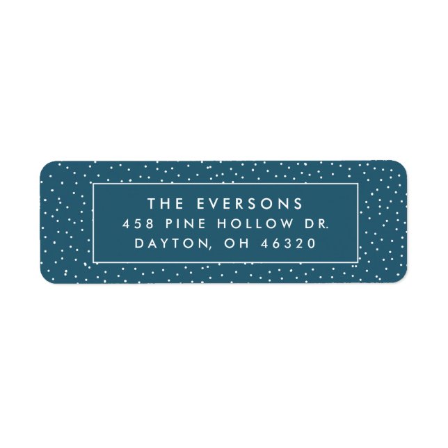 Snowfall Return Address Labels | Teal (Front)