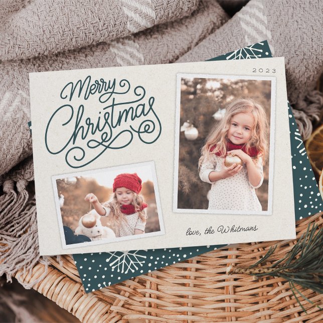 Snowfall Script 2 Photo Snapshot Holiday Card (Creator Uploaded)