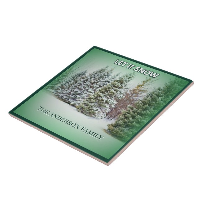Snowfall Serenity Forest Ceramic Tile (Side)