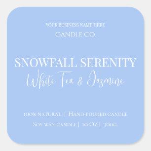 Snowfall Serenity White Tea & Jasmine Candle Label