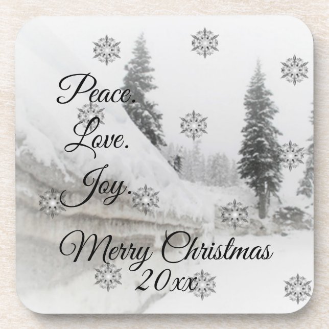 Snowfall Snowflakes Christmas black white sketch  Beverage Coaster (Front)