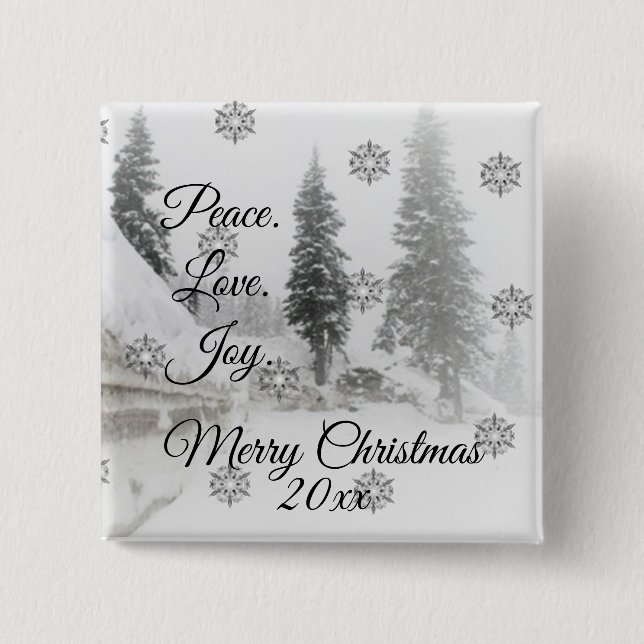 Snowfall Snowflakes Christmas black white sketch Button (Front)