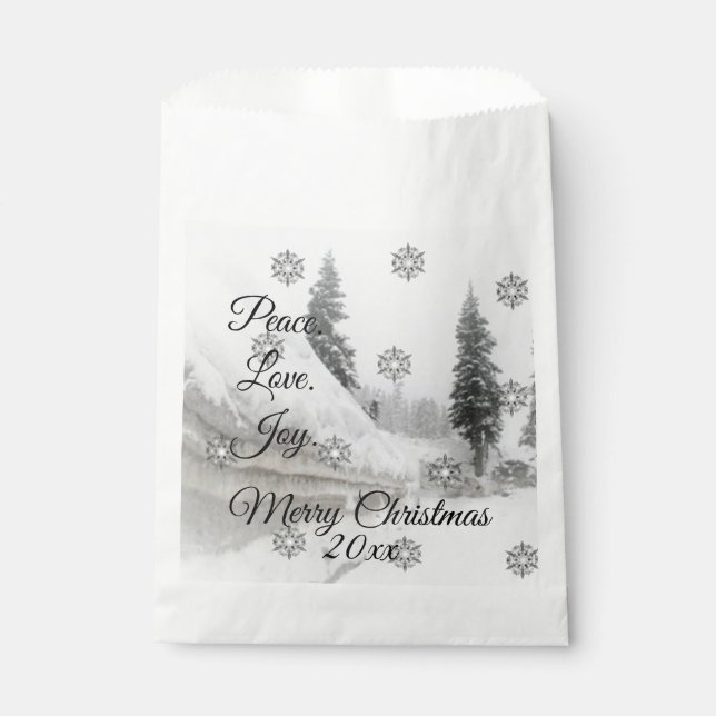 Snowfall Snowflakes Christmas black white sketch Favor Bag (Front)