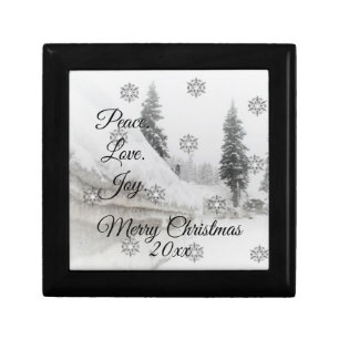 Snowfall Snowflakes Christmas black white sketch  Gift Box