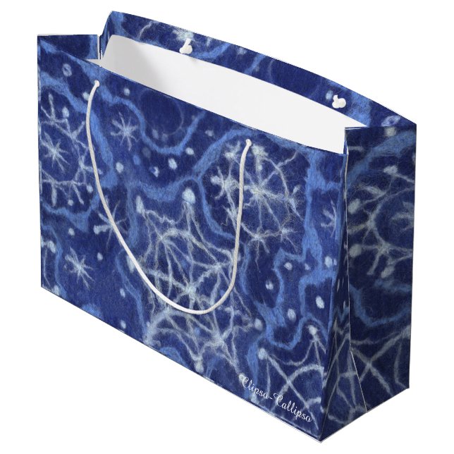 Snowfall Snowflakes Snow Flakes Flurry New Year Large Gift Bag (Back Angled)