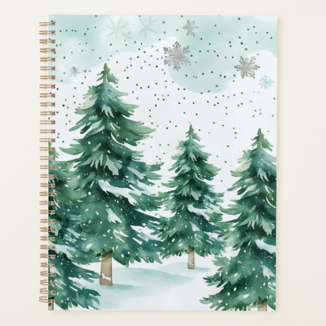 Snowfall Whispers – Winter Forest Notebook (Front)