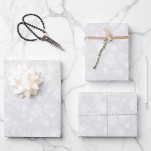 Snowfall White Wrapping Paper Sheets