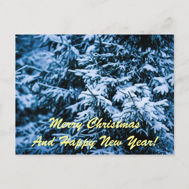 Snowfall Winter Christmas Tree Holiday Postcard (Front)