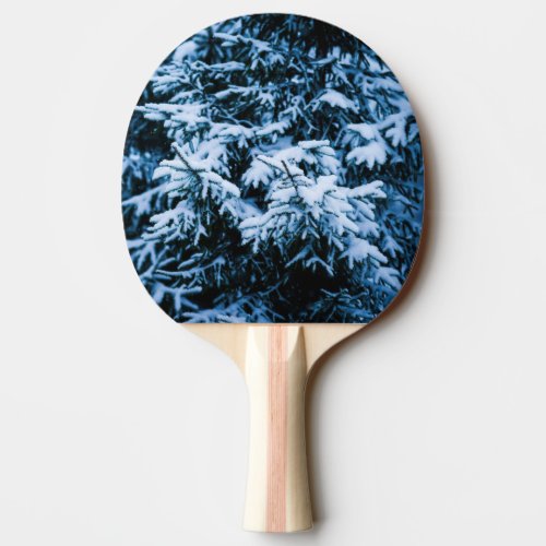 Snowfall Winter Christmas Tree Ping_Pong Paddle