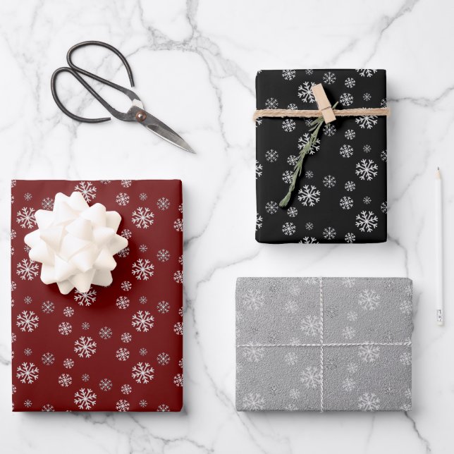 Snowfall Winter Christmas Wrapping Paper Sheets (Front)